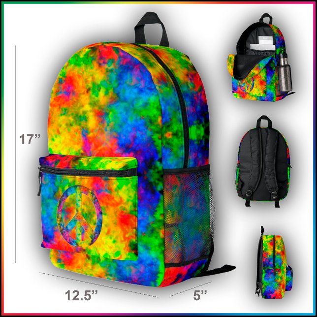 [Atomic Tie-Dye] Rainbow Colours Bookbag Backpack (Click "Edit Design" to customize)