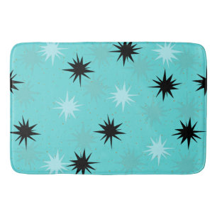 Atomic Turquoise Starbursts Bath Mat
