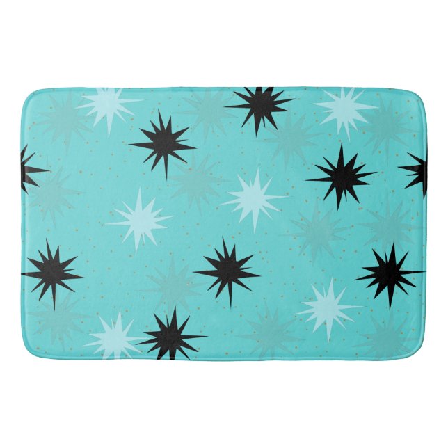 Atomic Turquoise Starbursts Bath Mat (Front)