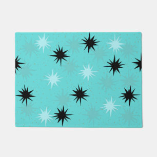 Atomic Turquoise Starbursts Door Mat