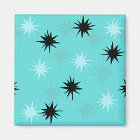 Atomic Turquoise Starbursts Square Magnet