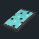 Atomic Turquoise Starbursts TriFold Nylon Wallet<br><div class="desc">This Atomic Turquoise Starbursts TriFold Nylon Wallet has all of the mid century modern fun of your grandma’s kitchen, minus the sticky linoleum. The kitschy design features a green background with gold speckles and randomly placed starbursts in black, and shades of aqua and turquoise. This vintage inspired pattern is mod...</div>