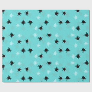 Atomic Turquoise Starbursts Wrapping Paper