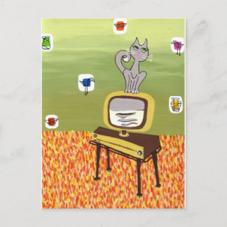 Atomic TV and Cool Cat Postcard