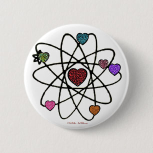 Atomic Valentine Leopard Print Hearts 6 Cm Round Badge