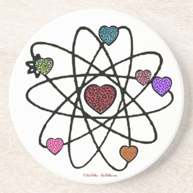 Atomic Valentine Leopard Print Hearts Coaster (Front)