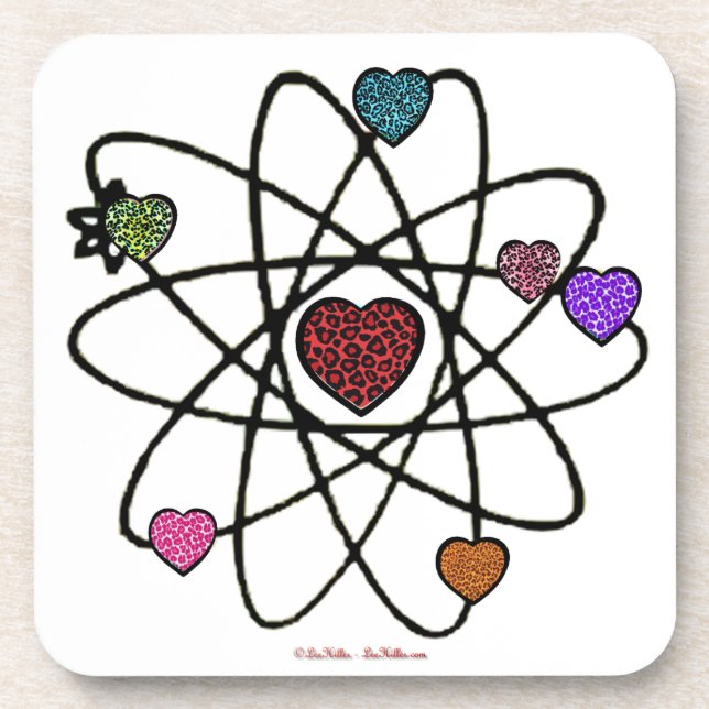 Atomic Valentine Leopard Print Hearts Coaster (Front)