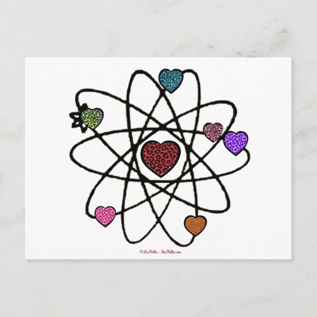 Atomic Valentine Leopard Print Hearts Postcard (Front)