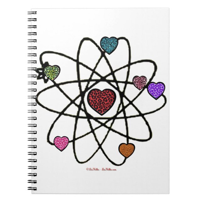 Atomic Valentine Leopard Print Hearts Spiral Notebook (Front)