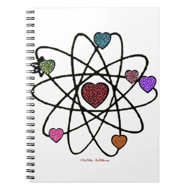 Atomic Valentine Leopard Print Hearts Spiral Notebook (Front)