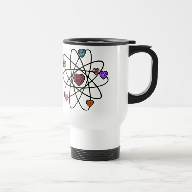 Atomic Valentine Leopard Print Hearts Travel Mug (Right)