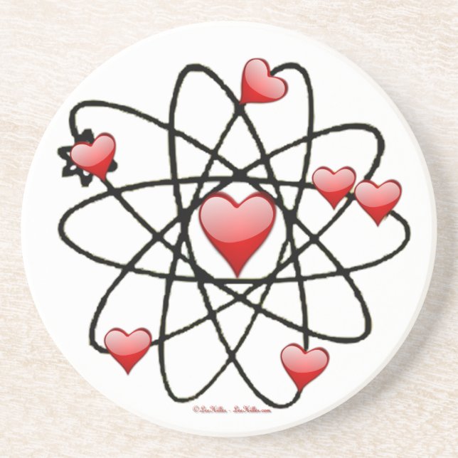 Atomic Valentine Red Hearts Coaster (Front)