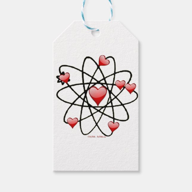 Atomic Valentine Red Hearts Gift Tags (Front)