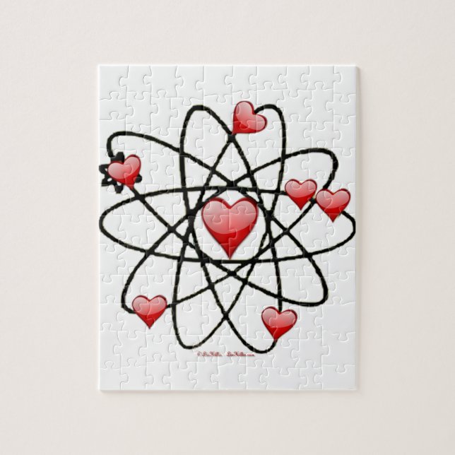 Atomic Valentine Red Hearts Jigsaw Puzzle (Vertical)