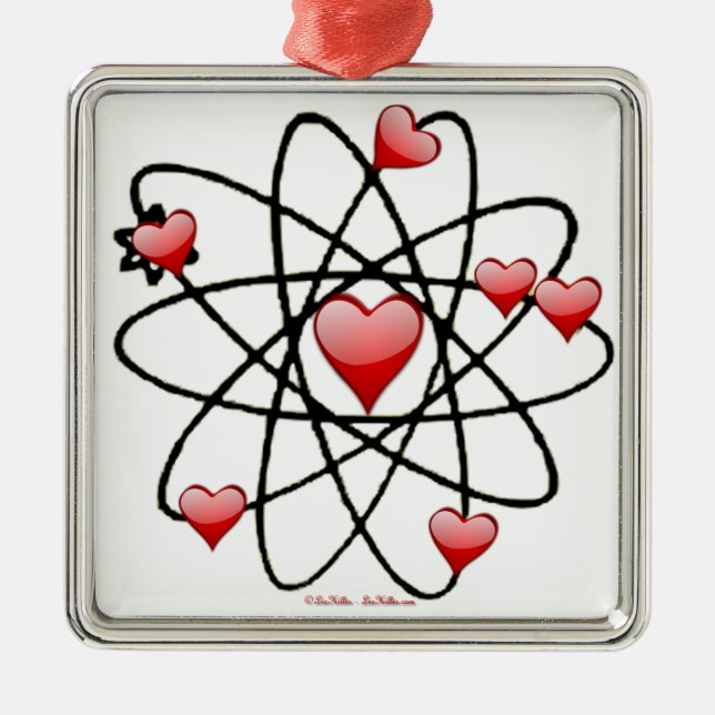 Atomic Valentine Red Hearts Metal Tree Decoration (Front)
