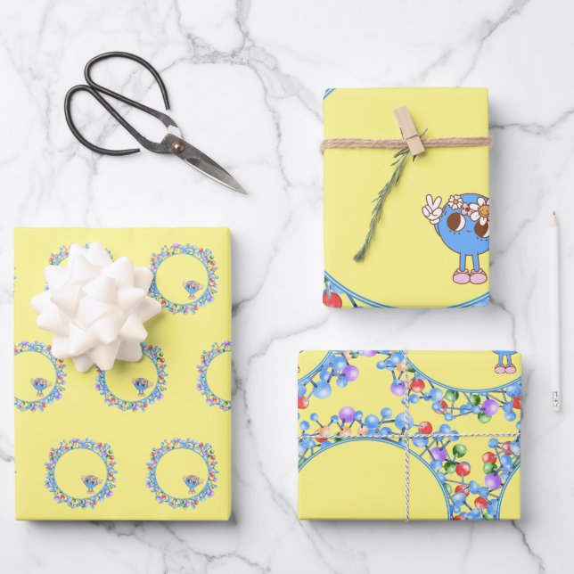 Atoms Molecules Particles Peace Atom Pattern Wrapping Paper Sheet (Front)