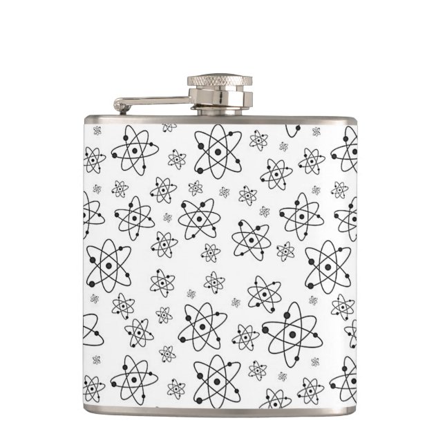 Atoms Retro Atomic Age Pattern Hip Flask (Front)