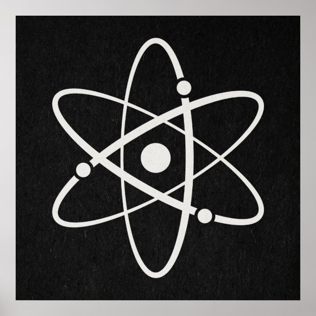 Atoms Science Atomic Orbit Icon Molecule Art Black Poster (Front)