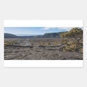 atop dry lava bed of kilauea iki crater rectangular sticker