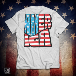atriotic USA Flag Lettering Bold American Pride T-Shirt