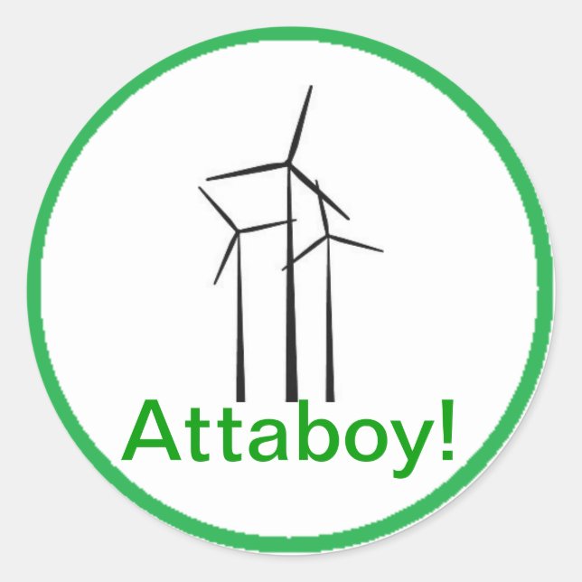 Atta Boy Wind Turbine Classic Round Sticker (Front)