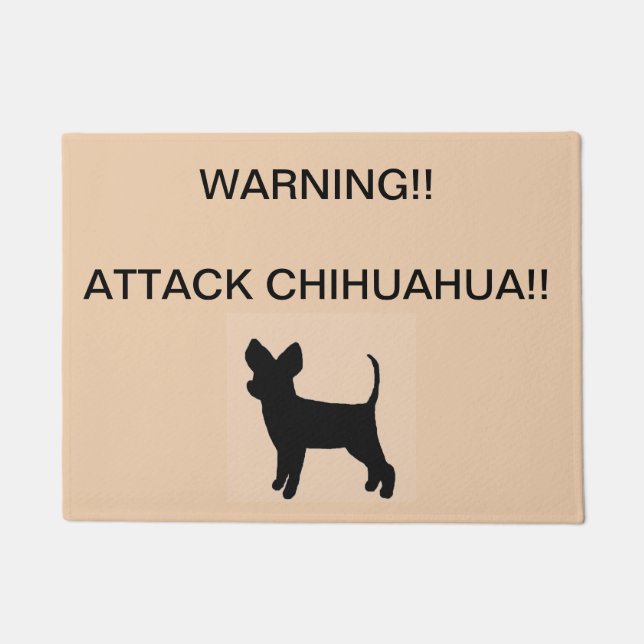 Attack Chihuahua Front Door Mat (Front)