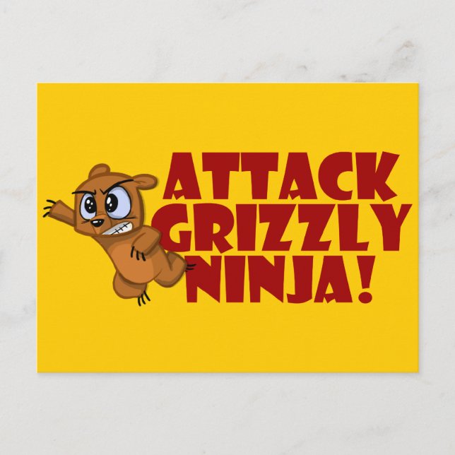 Attack Grizzly Ninja Postcard (Front)