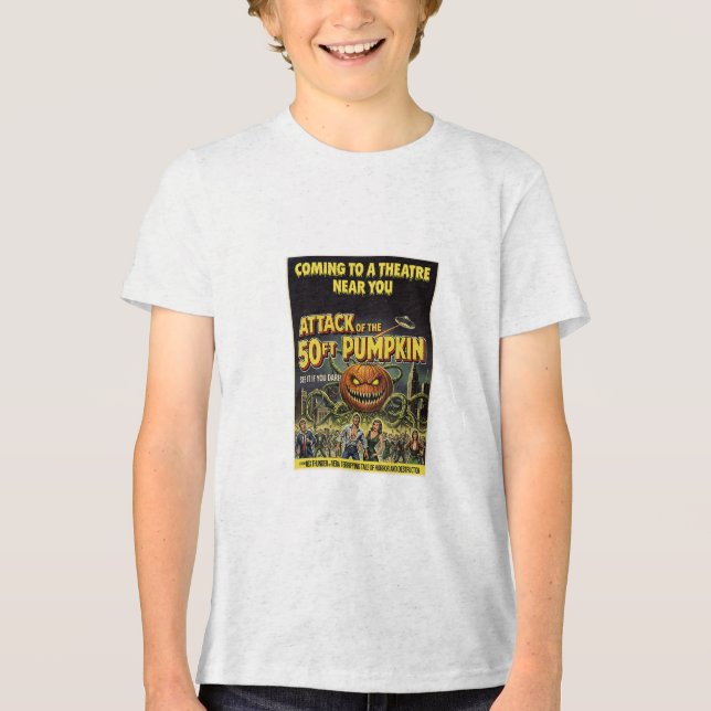 Attack of the 50ft Pumpkin Tri-Blend Shirt (Front)