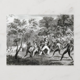 Attack of the Natives of Gambier Islands Postcard
