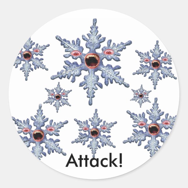 Attack of the Snowflake Zombies! Classic Round Sticker (Front)