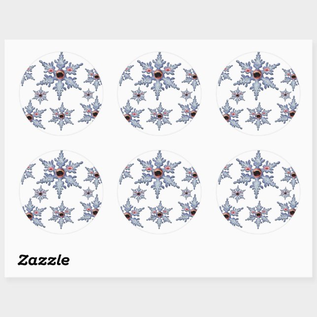 Attack of the Zombies Snowflake Large Classic Round Sticker (Sheet)