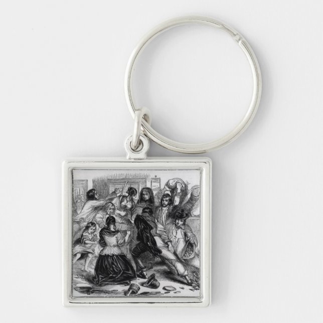 Attack on a Potato Store in Ireland, c.1845 Key Ring (Front)