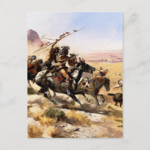 “Attack on a Wagon Train” by Charles M Russell Postcard