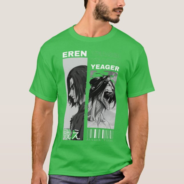 Attack on titan eren yeager both forms T-Shirt (Front)