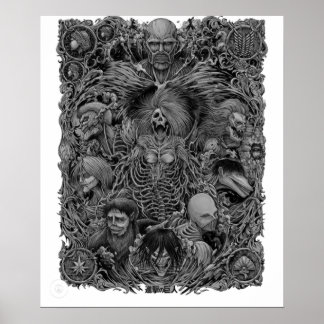 Attack On Titan Titans Anime Design Poster