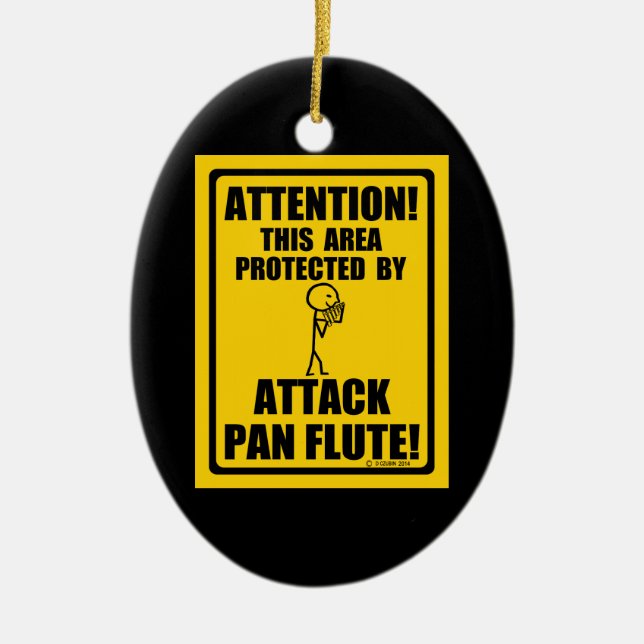 Attack Pan Flute Ceramic Tree Decoration (Front)