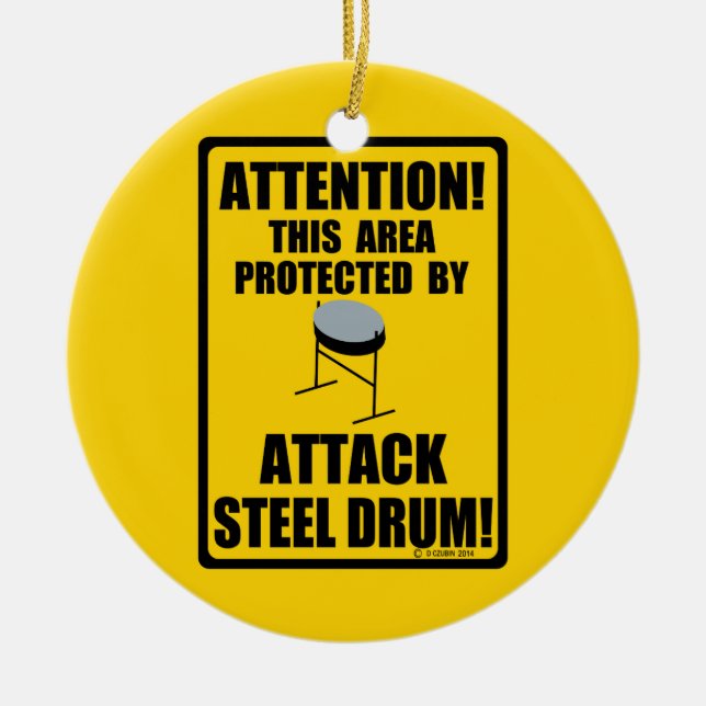 Attack Steel Drum Ceramic Tree Decoration (Front)