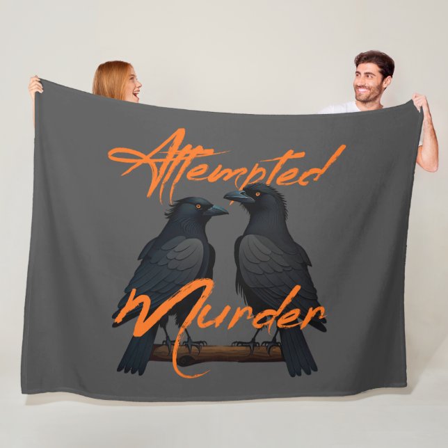 Attempted Murder Black Crows Orange Fleece Blanket (In Situ)