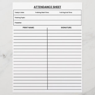 Attendance Sign Custom Letterhead