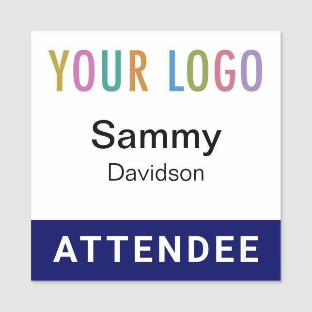 Attendee Square Name Tag with Logo Pin or Magnetic (Front)