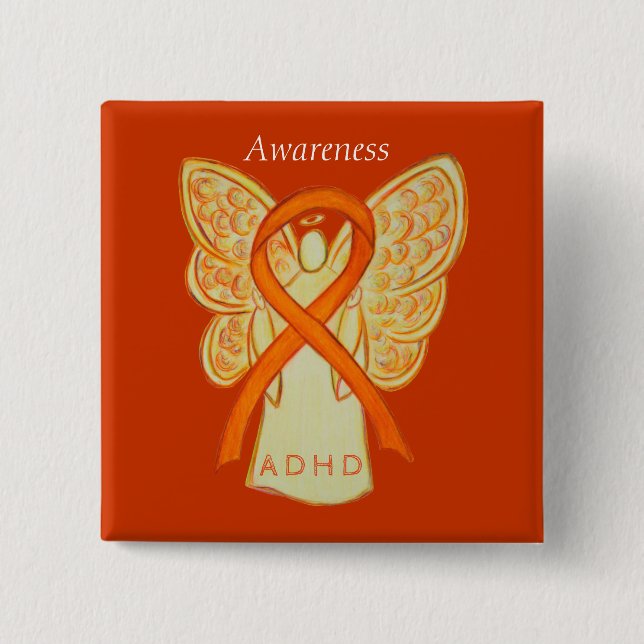 Attention Deficit Hyperactivity Disorder (ADHD)Pin 15 Cm Square Badge (Front)