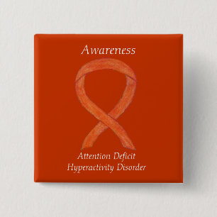 Attention Deficit Hyperactivity Disorder (ADHD)Pin 15 Cm Square Badge
