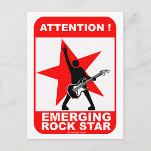 Attention! emerging rock star! postcard