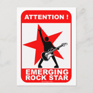 Attention! emerging rock star! postcard