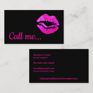 attention getting bright pink lips kiss card