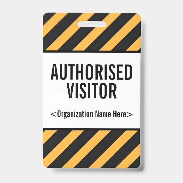 Attention-Grabbing "AUTHORISED VISITOR" Badge ID Badge (Front)