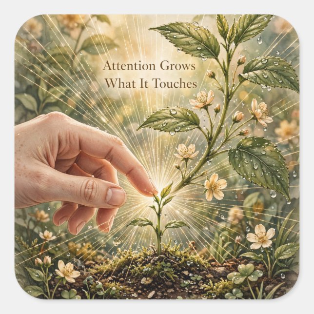 "Attention Grows What It Touches" Sticker (Front)