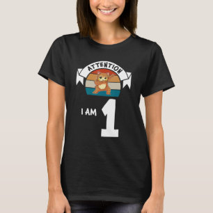 Attention I am 1 cat 1st Birthday Boy Birthday T-Shirt