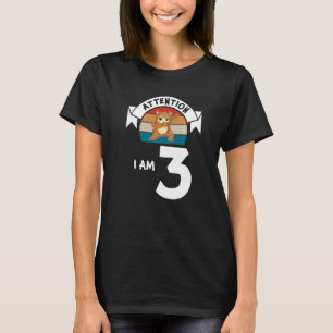 Attention I am 3 cat 3rd Birthday Boy Birthday T-Shirt