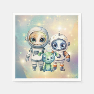 Attention Intergalactic Plain Birthday Napkins